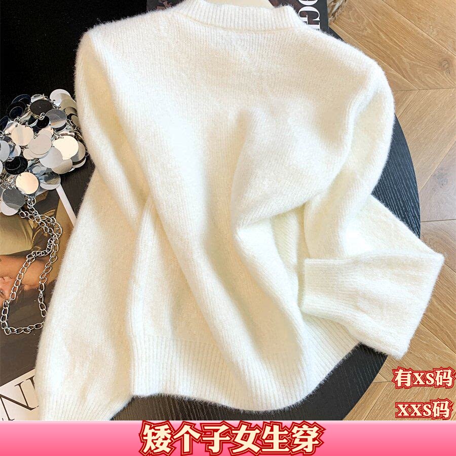 秋装女装小个子150cm显高加小码XXS立体蝴蝶结针织开衫毛衣女外套