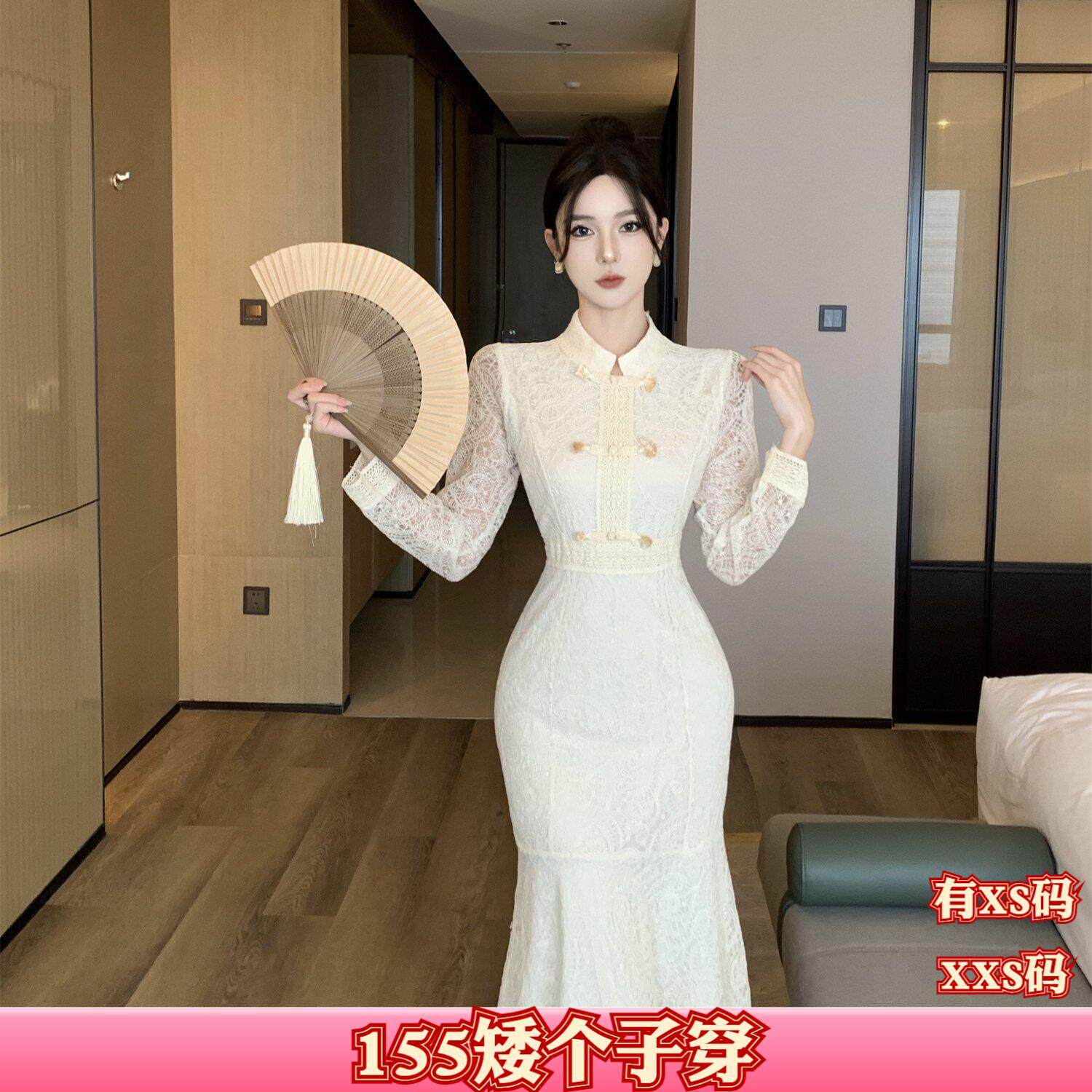 秋装女装加小码XXS150cm显高矮个子旗袍盘扣百搭修身时尚裙连衣裙