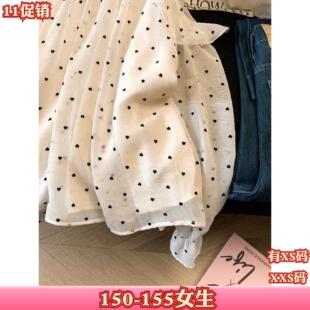 小个子150cm新款秋装女装加小码XXS026波点挂脖背心衬衫女上衣