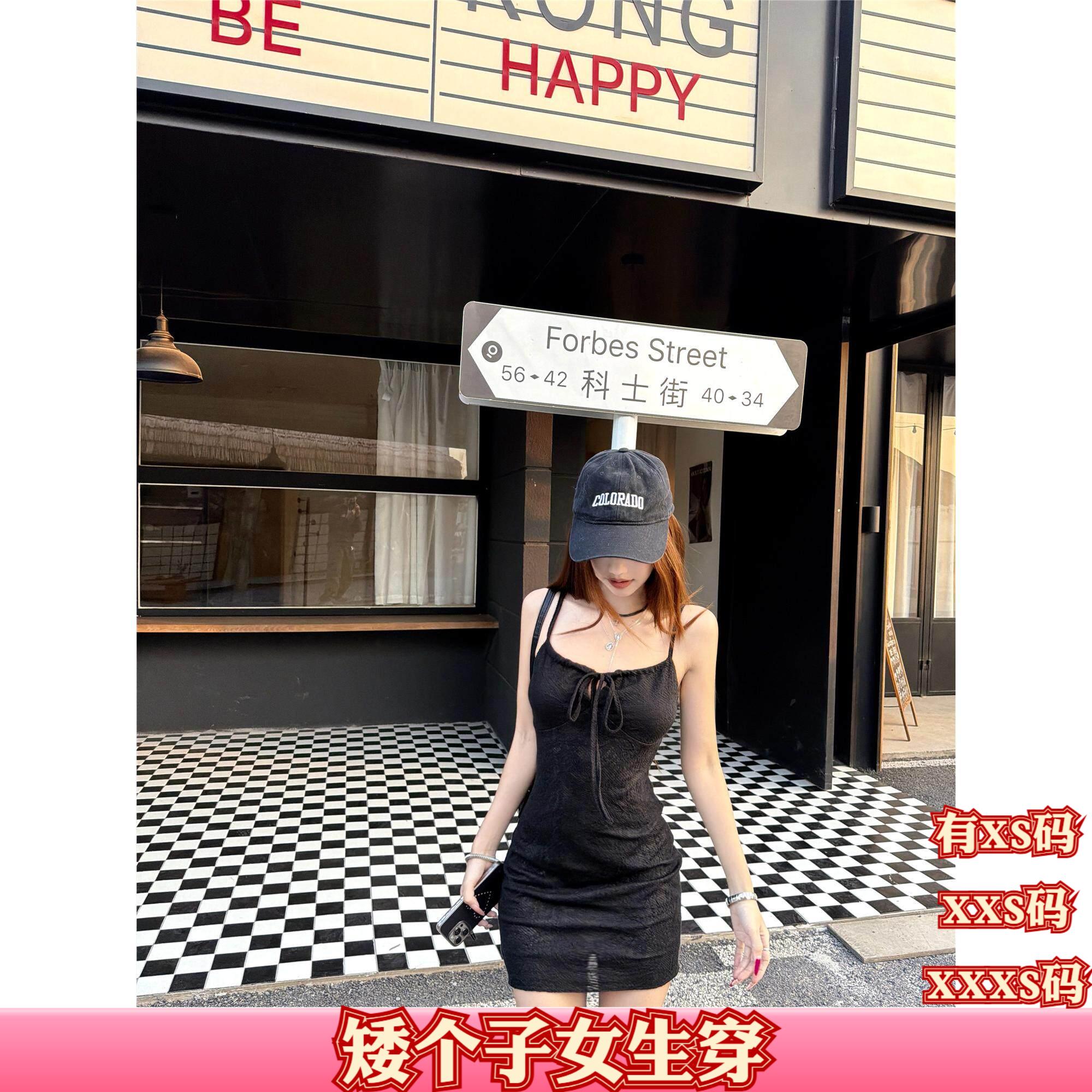加小码女装夏装小个子150cm显高XXXS时尚吊带连衣裙女收腰A字短裙