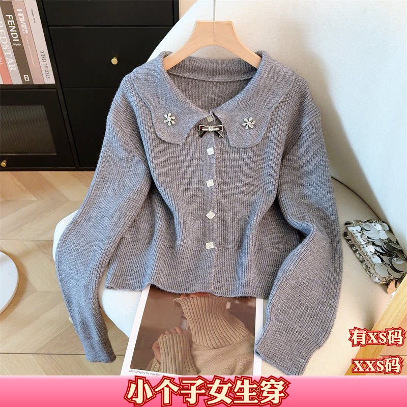 秋装女装150cm显高矮个子加小码XXS针织开衫打底衫外套长袖上衣女