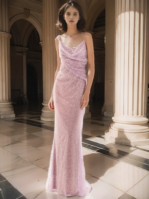 名媛生日派对亮片高级感鱼尾长裙