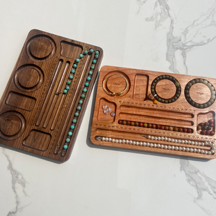 黑胡桃木串珠设计盘手链项链串珠托盘散珠子实木手工穿珠手链首饰