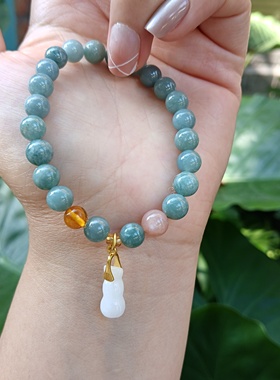 天然手链冰糯种蓝水翡翠葫芦手串小众设计款冷清感女