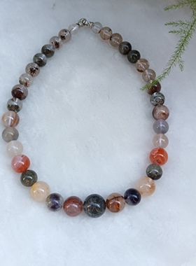 天然水晶大颗粒多宝项链女款单圈时尚小清新简约水晶手串饰品礼物