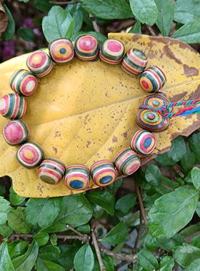 天然水晶11.5mm彩虹桉木老型桶珠手链