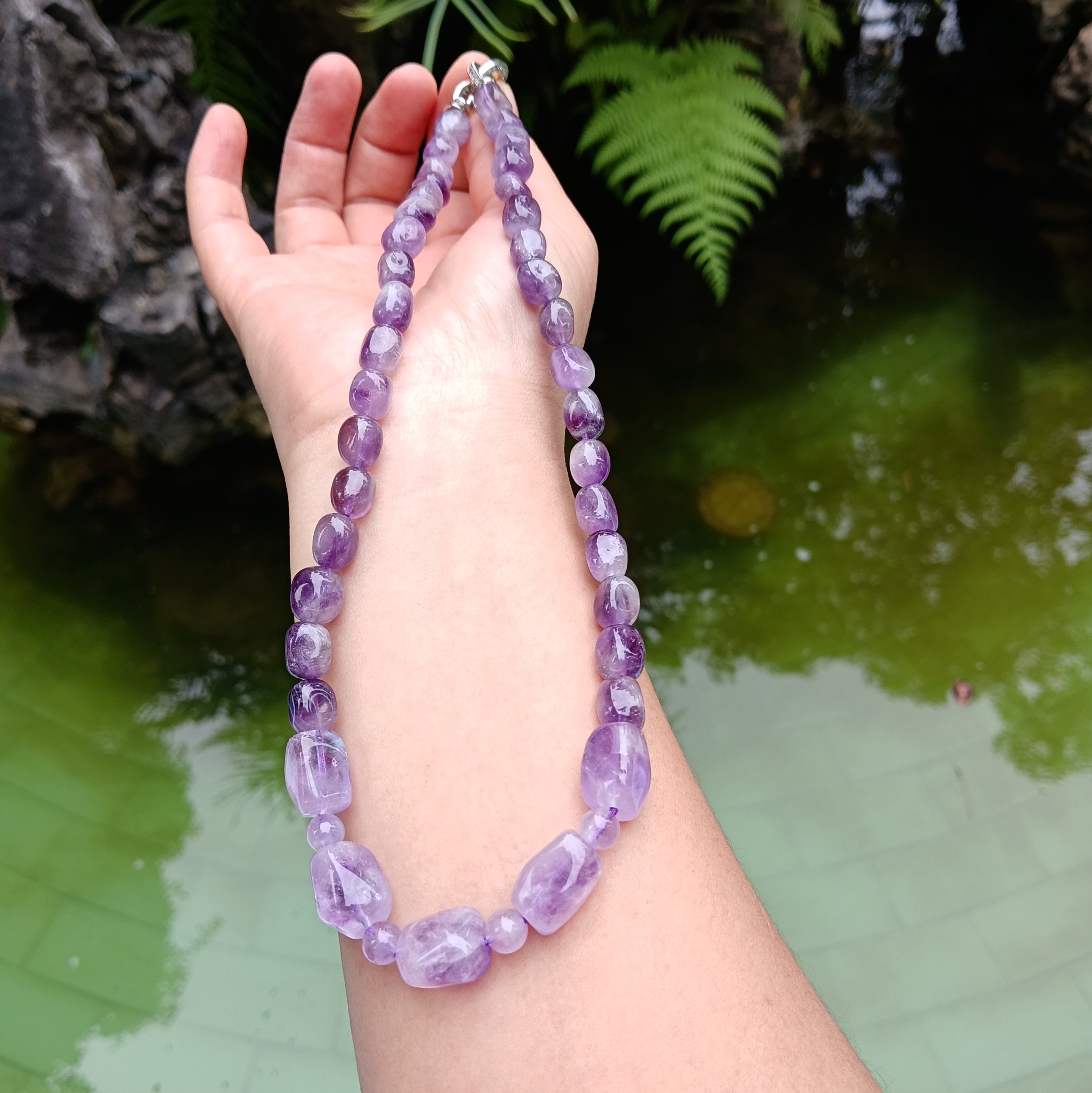 天然紫水晶随型项链女款锁骨链颈链配饰礼物原创款