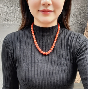 天然南红塔链冰红橙红珠光宝气项链简约礼物送女友