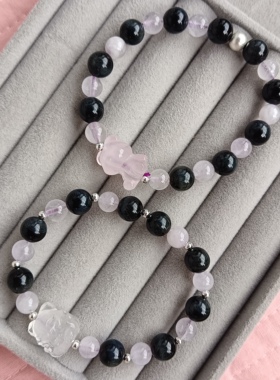 开学季天然水晶蓝虎眼薰衣草紫水晶手串生日礼物送闺蜜朋友