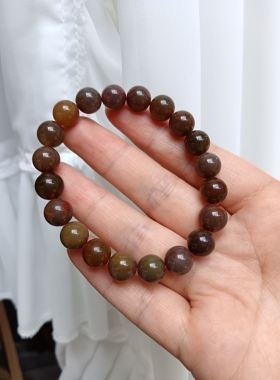 天然老矿盐源玛瑙素圈手链多彩原石圆珠单圈男女手串