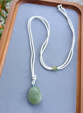 天然和田玉晴水色莲花吊坠女款项链毛衣链颈链配饰礼物原创款