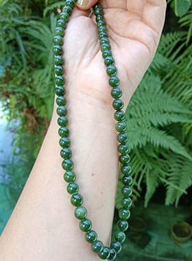 天然8mm碧玉项链妈妈链新中式搭配项链