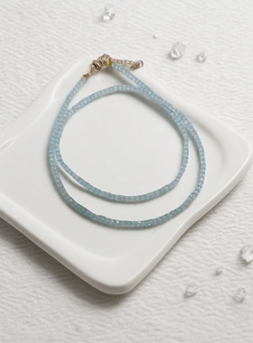 天然2.5mm蓝托帕石40cm项链