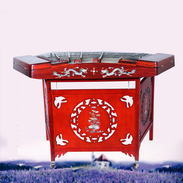 专业演奏民族传统弹拨乐器红花梨木402贝雕龙扬琴包邮赠盒罩YQ-04