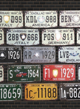 欧美复古做旧车牌 酒吧咖啡馆 餐厅会所台球室卧室个性装饰铁皮画