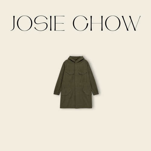 JOSIE CHOW【高端进口全棉】新款连帽风衣宽松中长款外套JC292111