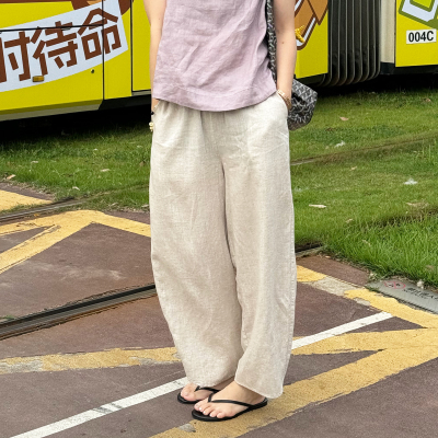 香蕉裤宽松九分裤开叉休闲裤子