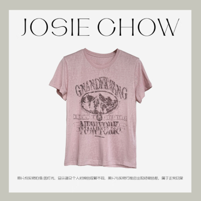 美式印花宽松T恤圆领短袖上衣女