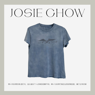 春夏新款 JOSIE CHOW 蓝色精灵 上衣RL821183 圆领T恤棉打底短袖