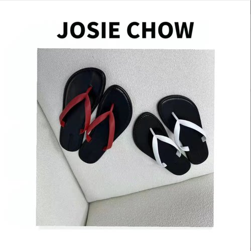 JOSIE CHOW【人字拖】夏季皮质垫脚平底凉拖鞋。JC802012