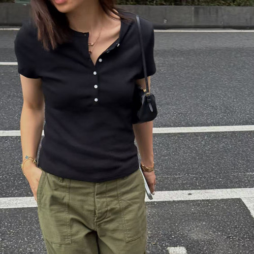 夏季新款百搭短袖T恤修身上衣