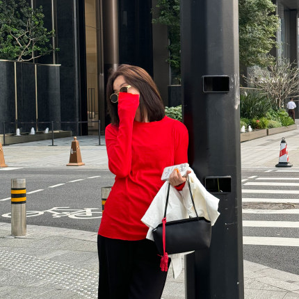 JOSIE CHOW【柔而不皱】春夏新款长袖薄款上衣中长款T恤RW501408
