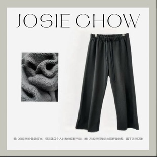 女休闲极简舒适直通棉质长裤 抽绳卫裤 CJ0410183 CHOW JOSIE