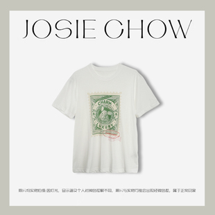 JOSIE CHOW【休闲百搭】夏季新款圆领短袖t恤正肩上衣女EP390183
