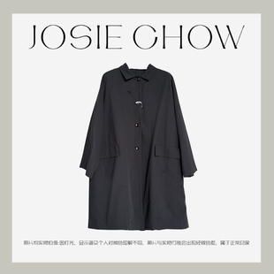 JOSIE 极简轻奢 宽松翻领进口棉中长款 风衣外套女TR614408 CHOW
