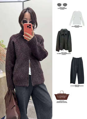 JOSIE CHOW【夹花紫】冬日温暖文艺复古腔调绵羊毛开衫JC464513