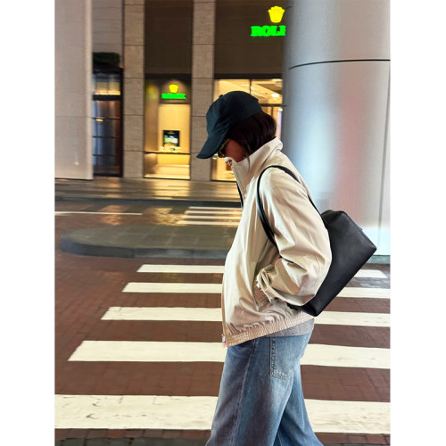 春季新款宽松立领短款棉夹克外套