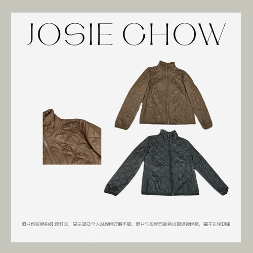 JOSIE CHOW【咖色/黑色】女款菱格棉服。JC152218