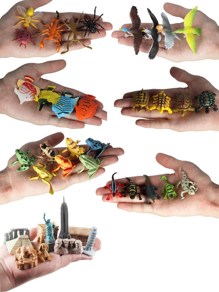 에폭시 소재 미니 동물 세트 유치원 장난감 열대어 개구리 새 거북이 곤충 시뮬레이션 장식품