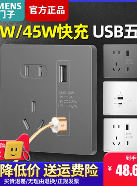 西门子USB+typec插座45W快充
