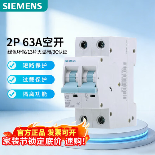 2P63A西门子220V断路器总开