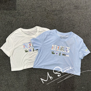 NIKE耐克 女子薄款短款宽松运动休闲速干透气短袖T恤DX6159-133