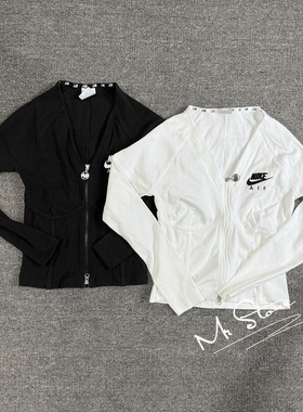 NIKE耐克 女子运动休闲修身鱼骨衣长袖T恤FD2377-100-010