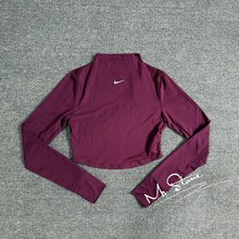 NIKE耐克 女子半高领速干排汗薄款跑步训练紧身短款长袖T恤FB5277