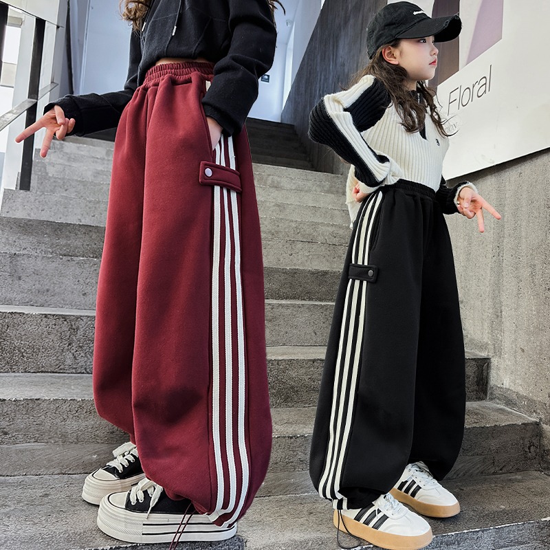 女童休闲裤子春秋外穿2025新款儿童洋气长裤中大童秋季宽松阔腿裤
