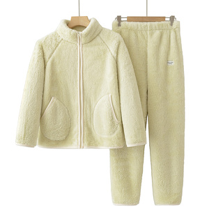 2025冬季新款北绒家居服套装女立领可外穿加厚保暖拉链睡衣两件套