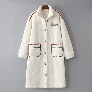 浴袍加厚睡衣男法兰绒情侣浴袍立领浴衣 长款 珊瑚绒睡袍女款 秋冬季