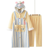 珊瑚绒加厚加绒保暖睡袍家居服套装 料理鼠王睡衣女款 新款 2025冬季