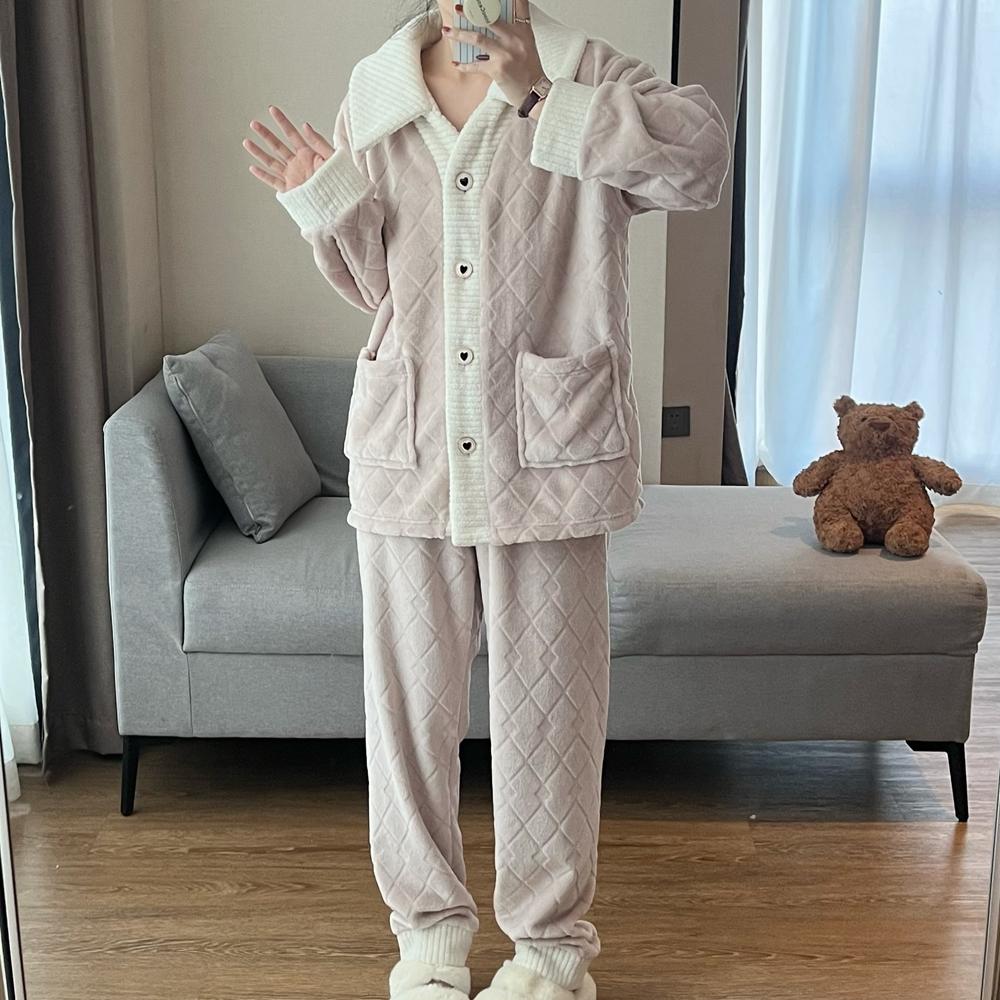 冬季珊瑚绒家居服中老年睡衣