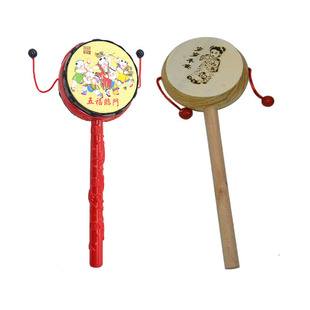 拨浪鼓 儿童手摇鼓 新生宝宝摇铃婴幼儿 小孩过家家 木质传统玩具