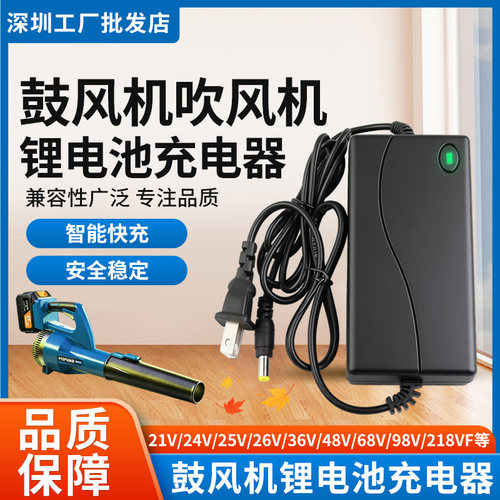 21V充电式吹风机充电器锂电鼓风机车载吹灰家用吹雪机除尘器直充