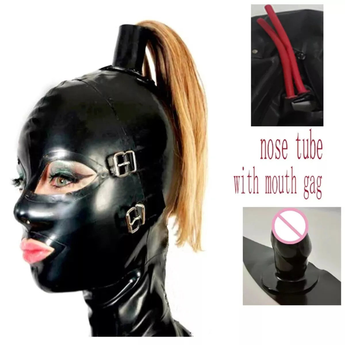 乳胶头套 眼罩口罩 假发 口塞 latex 定制