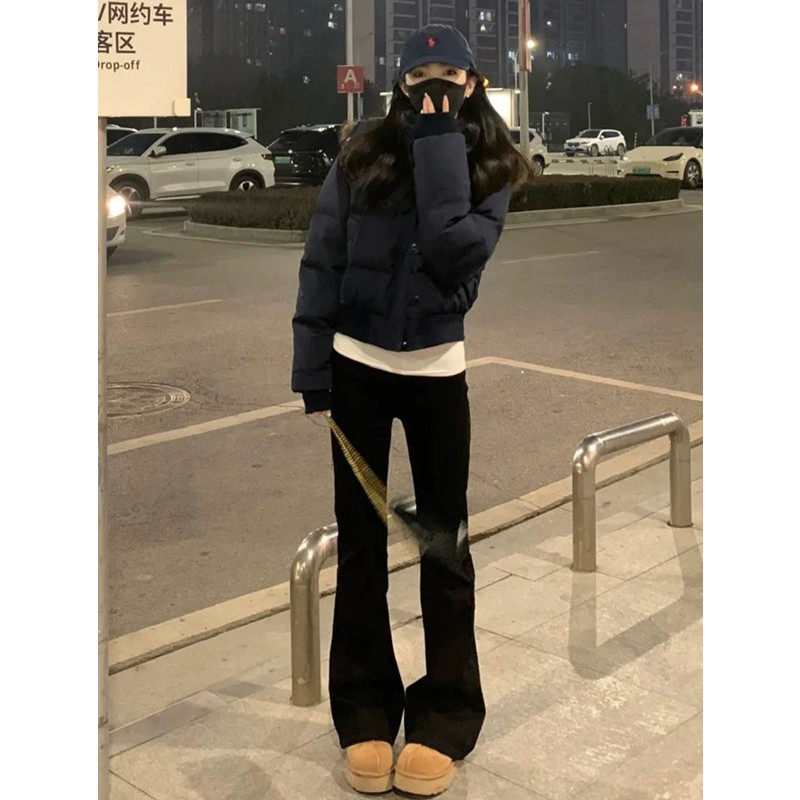 赵露思许妍同款牛仔裤女春季秋冬2026新款弹力修身黑色微喇叭裤子