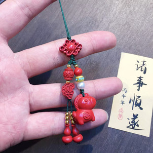 天然朱砂马年挂件高含量马上发财手机链包挂生肖马挂饰男女饰品