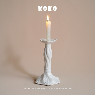 饰烛托摆件 浪漫烛光晚餐装 MOMO 北欧风浮雕螺旋花边造型蜡烛烛台