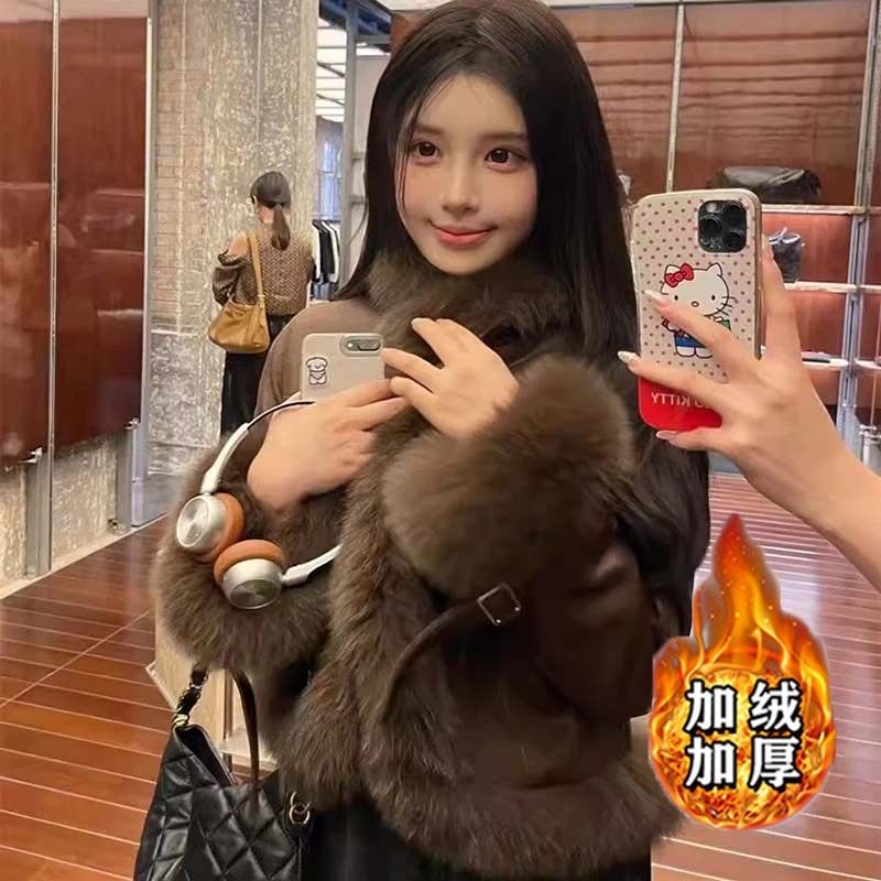 【加绒加厚】外套秋冬保暖加厚毛毛外套上衣HY0254